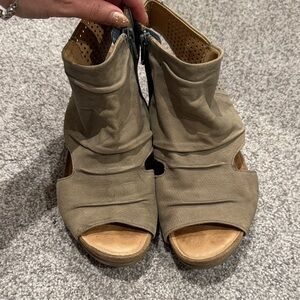 Earth Taupe Open-Toe Clogs